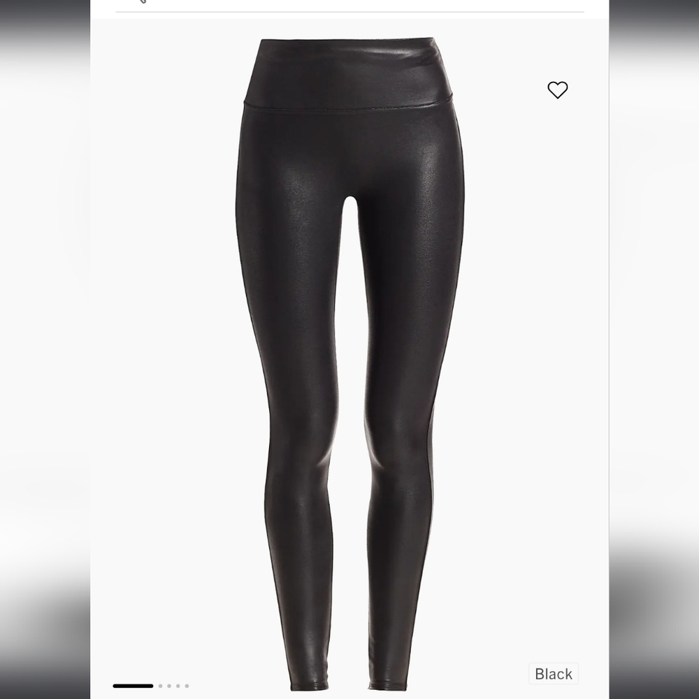SPANX Black Faux Leather Leggings Size 1X